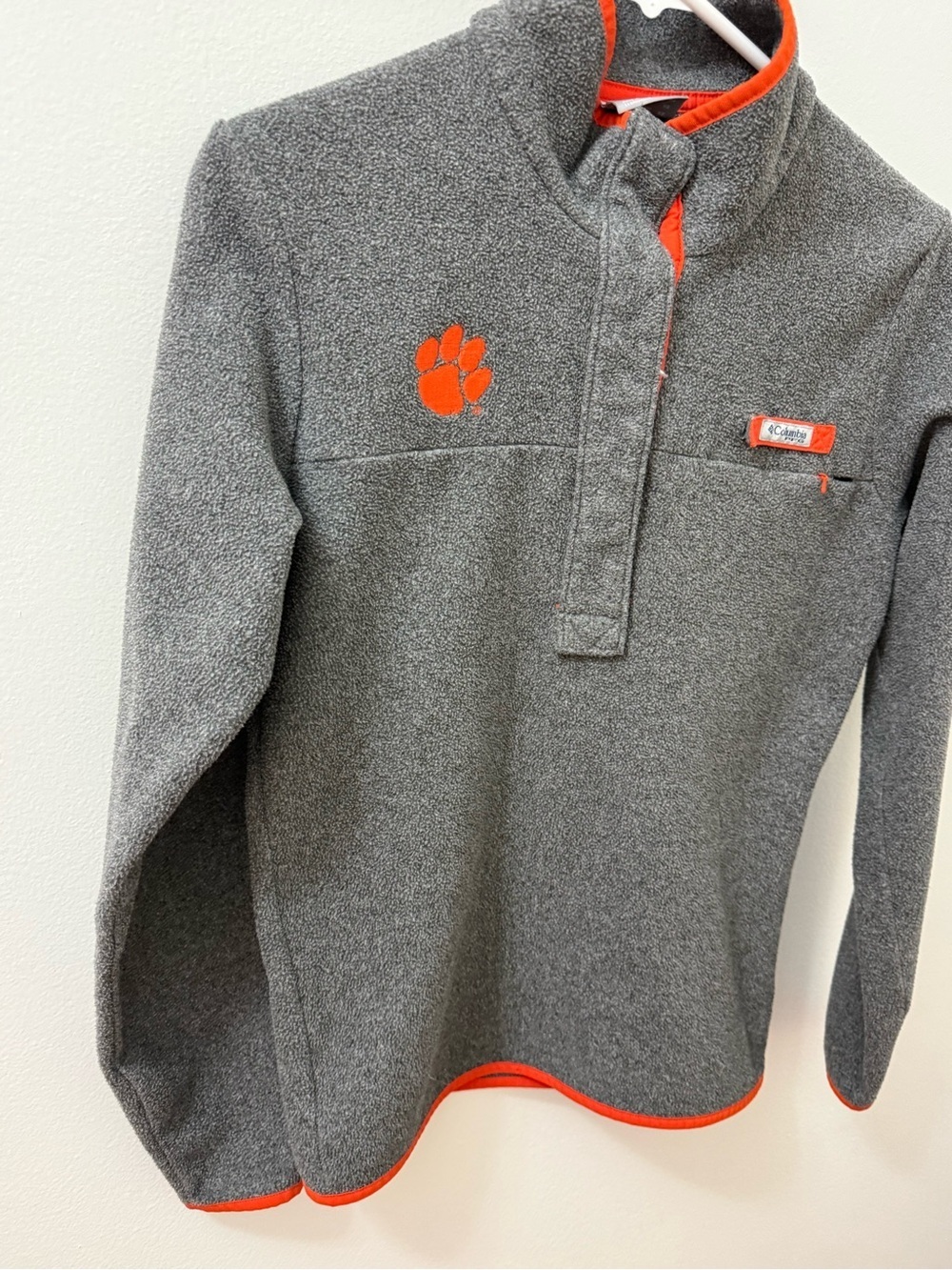 Columbia Gray Fleece Pullover with Orange Trim Clemson XS - Picture 5 of 8